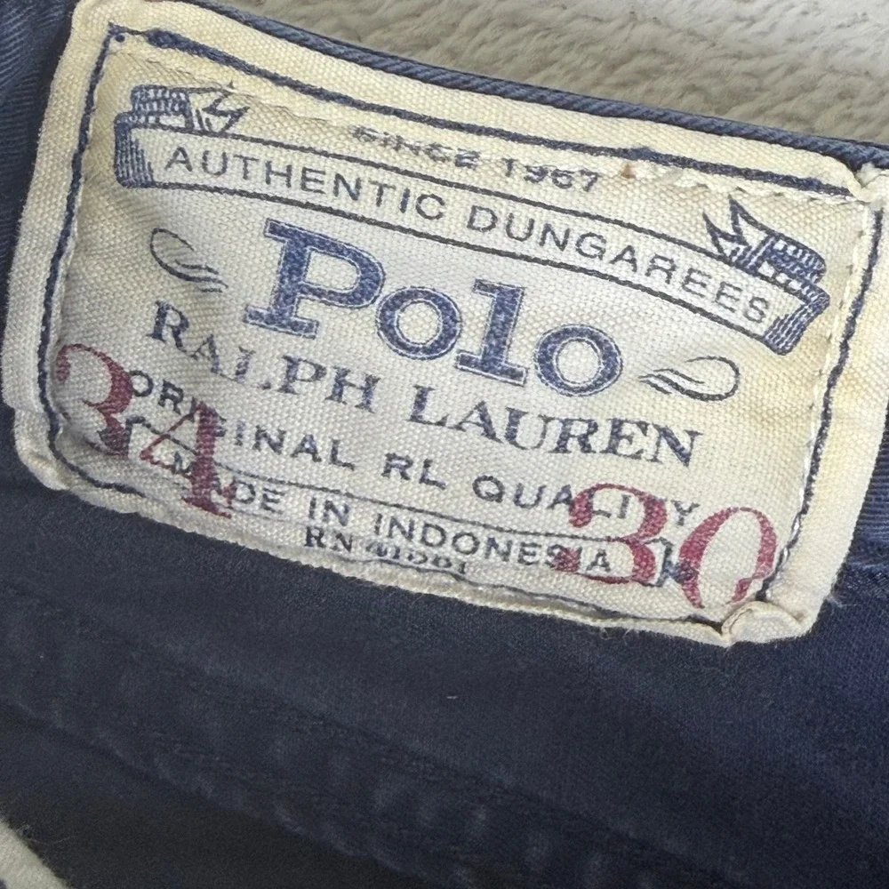 Polo Ralph Lauren Mens 34x30 Navy Blue Authentic Dungarees Straight Leg Pants